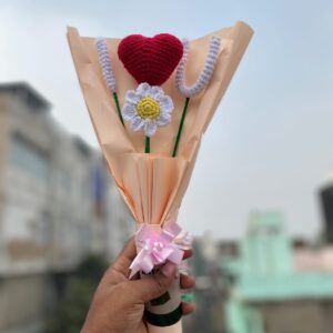 handcrafted crochet mini “I LOVE U” bouquet