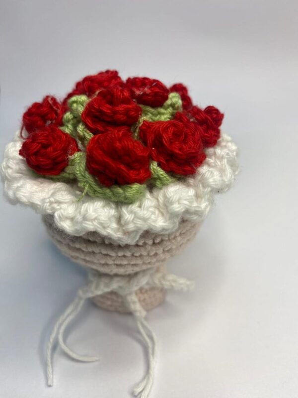 Handmade crochet mini rose bouquet