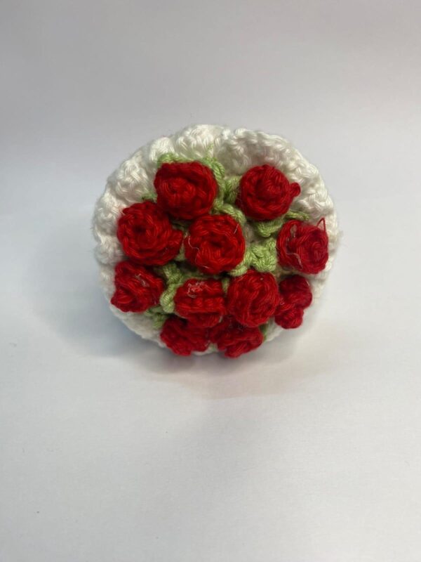 Handmade crochet mini rose bouquet