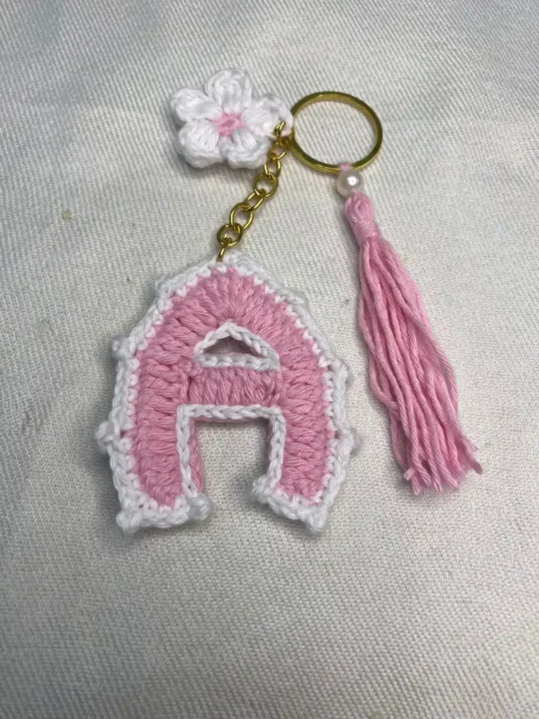 Crochet "A" letter  keychain