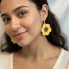 Handmade crochet sunflower earrings
